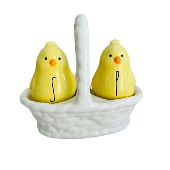 Rae Dunn Other - NIB Rae Dunn Yellow Chick White Basket Salt & Pepper Shakers Easter Spring